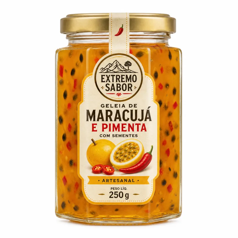 GELEIA MARACUJA COM SEMENTES E PIMENTA 250 G