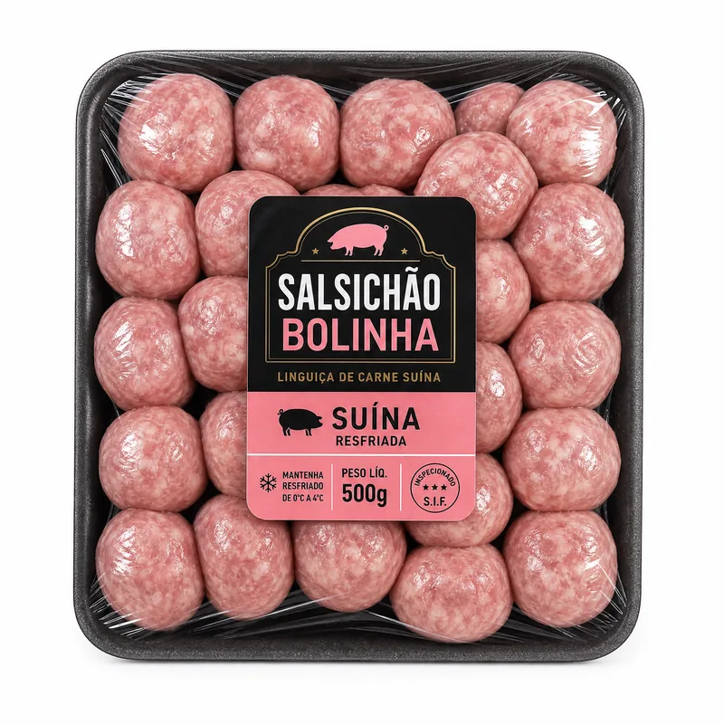 LINGUICA DE CARNE SUINA - SALSICHO BOLINHA EMBALAGEM PEQUENA BORRUSSIA