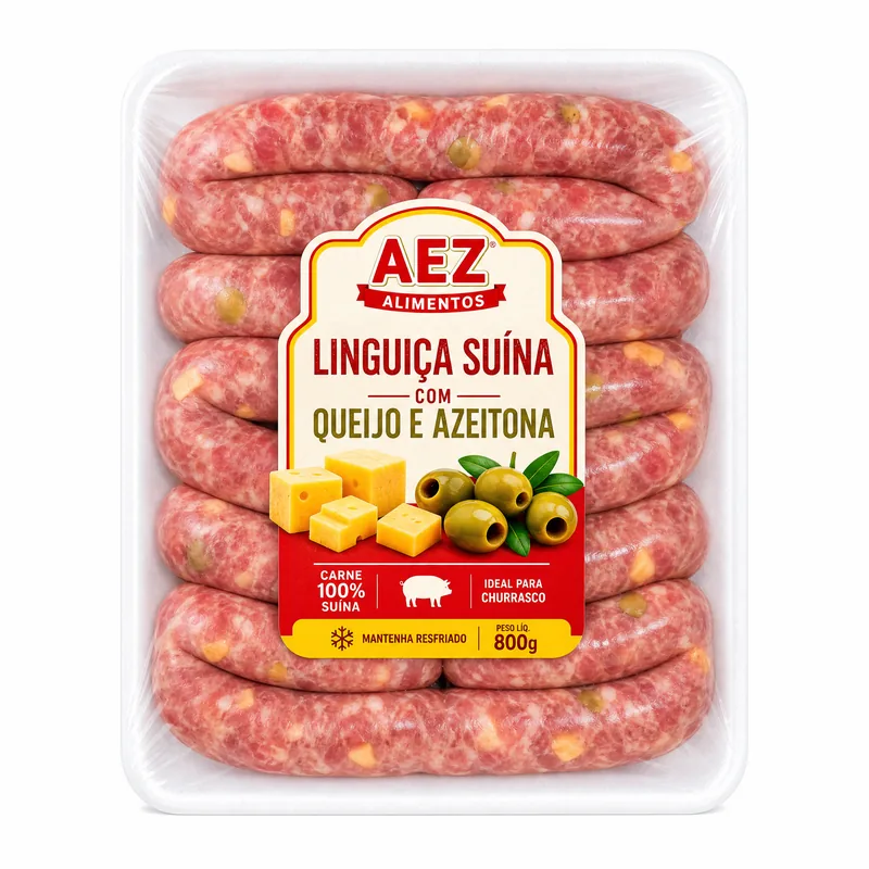 LINGUICA SUINA C/ QUEIJO E AZEITONA RESFRIADA AEZ ALIMENTOS