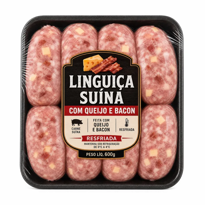 LINGUICA SUINA COM QUEIJO E BACON RSFRIADA AEZ ALIMENTOS