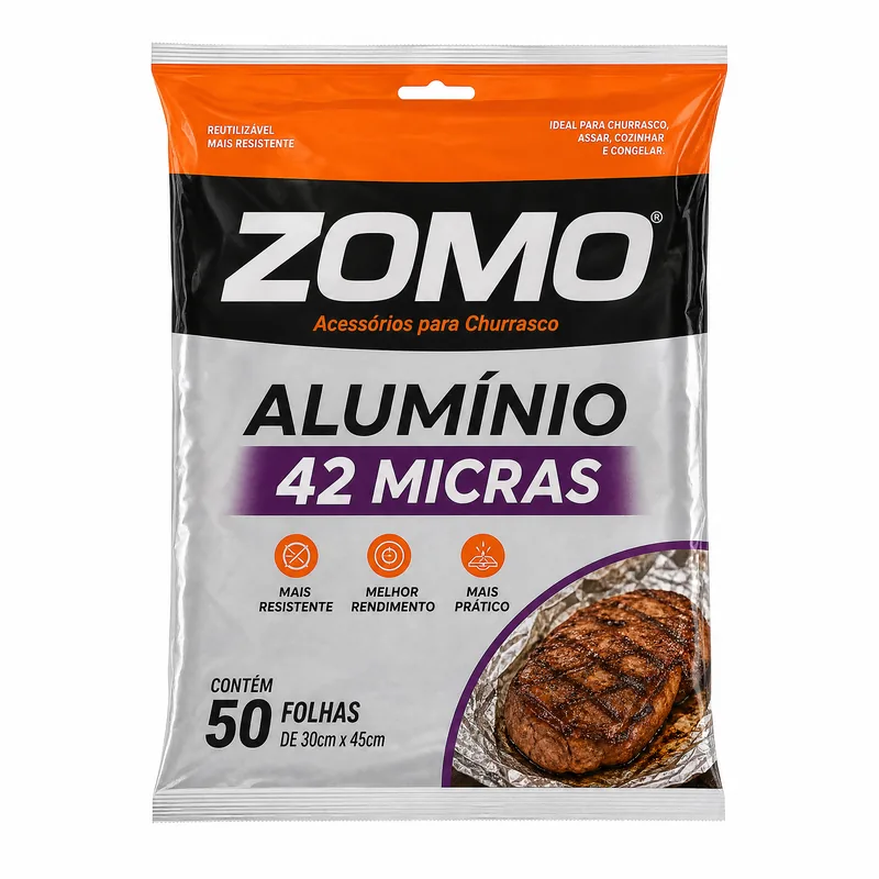 ALUMINIO ZOMO 42 MICRAS PCT C/50 FOLHAS