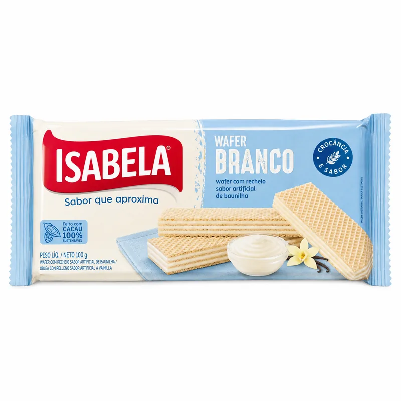 WAFFER BRANCO ISABELA 100GR