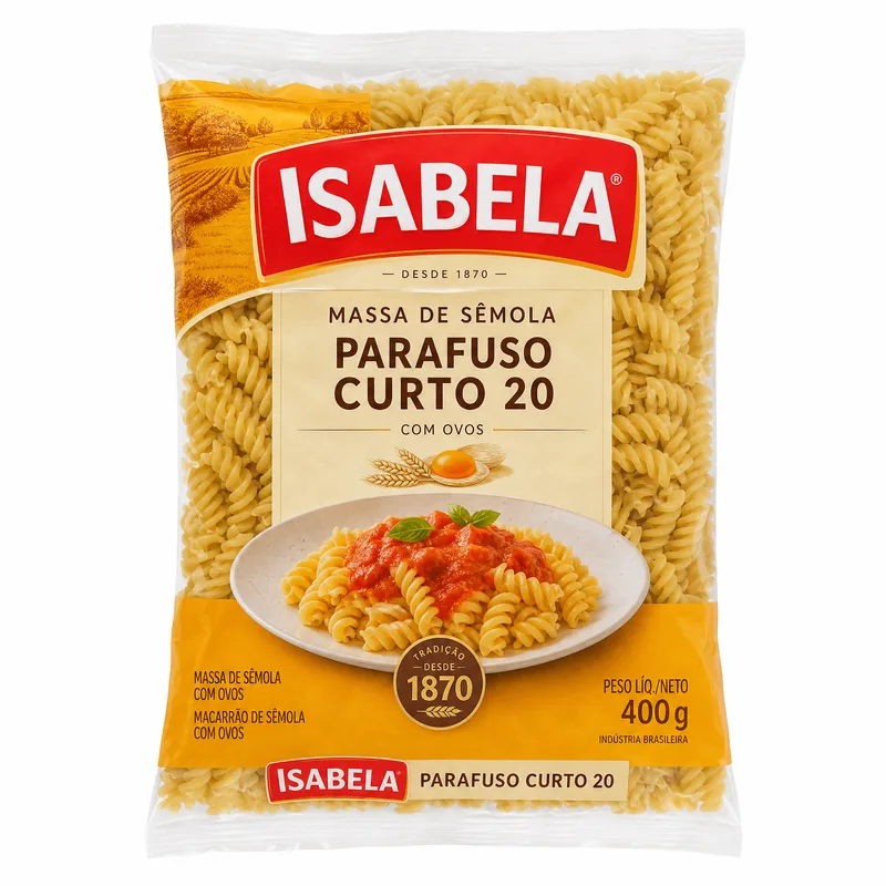 MASSA SEMOLA PARAFUSO CURTO 20 ISABELA 400GR