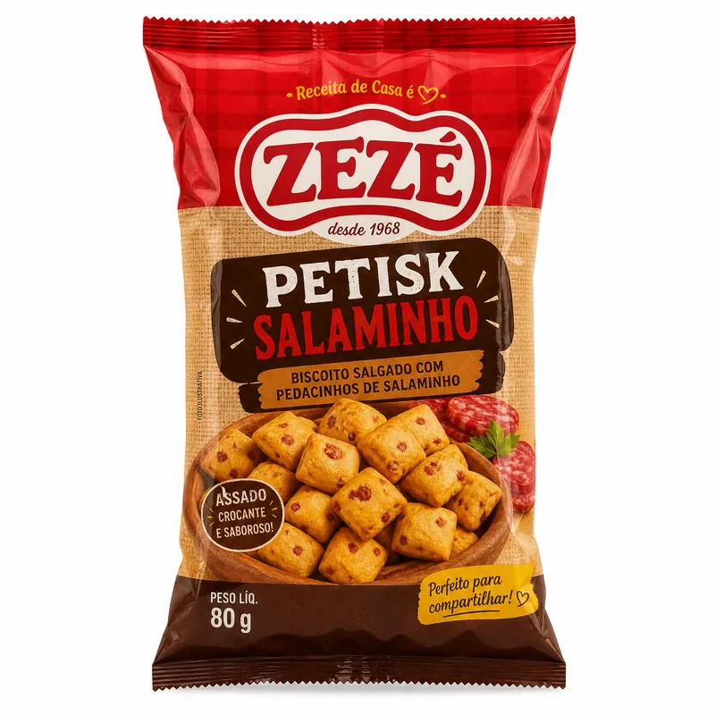 BISC. PETISK SALAMINHO 80 GR ZEZE