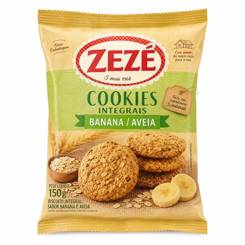 BISC. COOKIES INTEGRAIS BANANA/AVEIA 150 GR ZEZE
