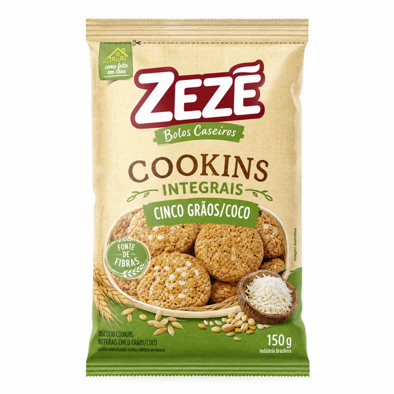 BISC. COOKIES INTEGRAIS CINCO GROS/COCO 150 GR ZEZE