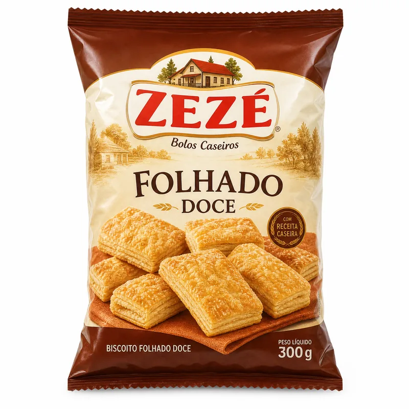 BISC. FOLHADO DOCE 300 GR ZEZE