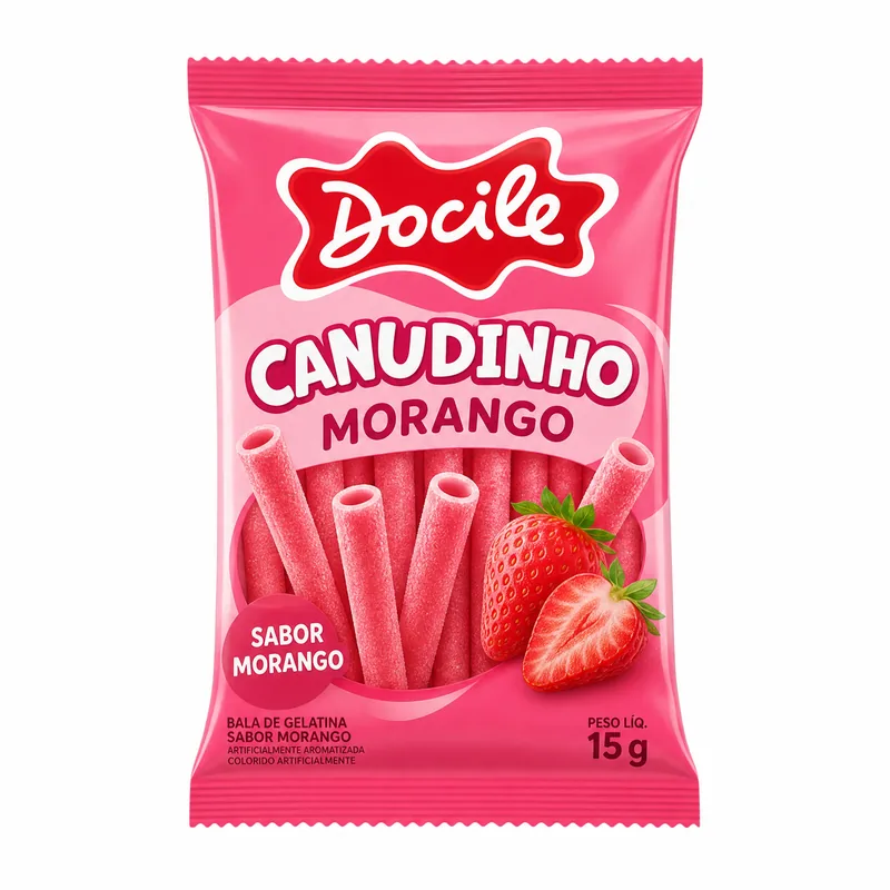 BALA CANUDINHO MORANGO 15G