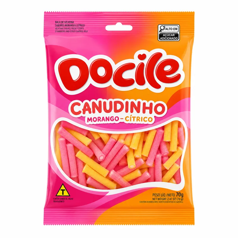 CANUDINHO COLORIDO MORANGO CITRICO UNIC 70G DOCILE