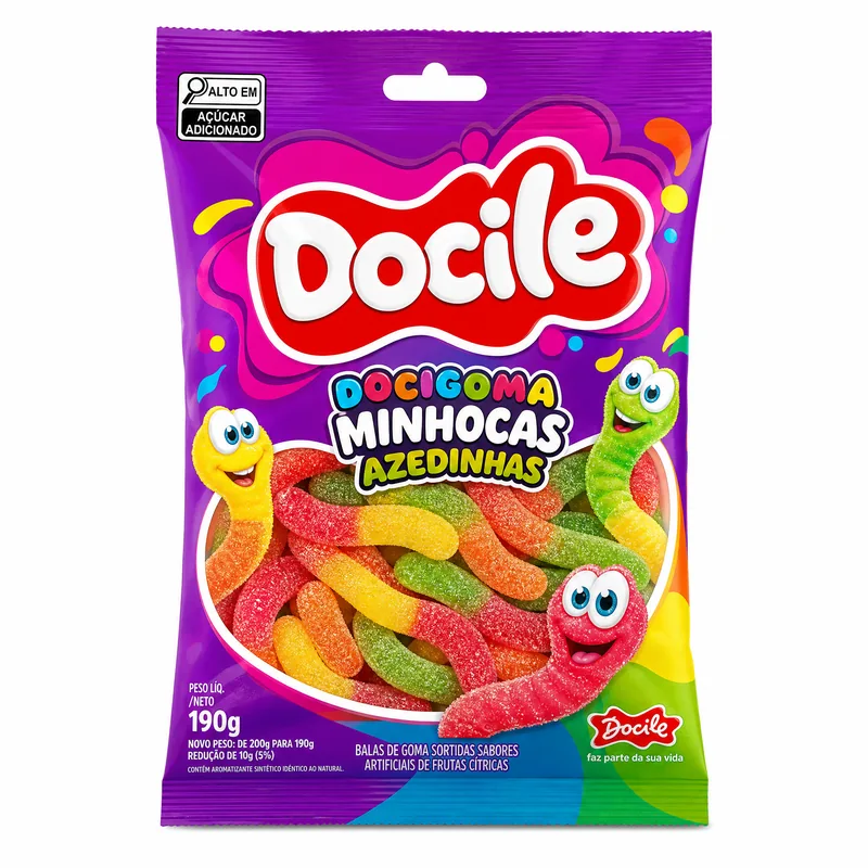 DOCIGOMA MINHOCAS AZEDINHAS DOCILE 190G