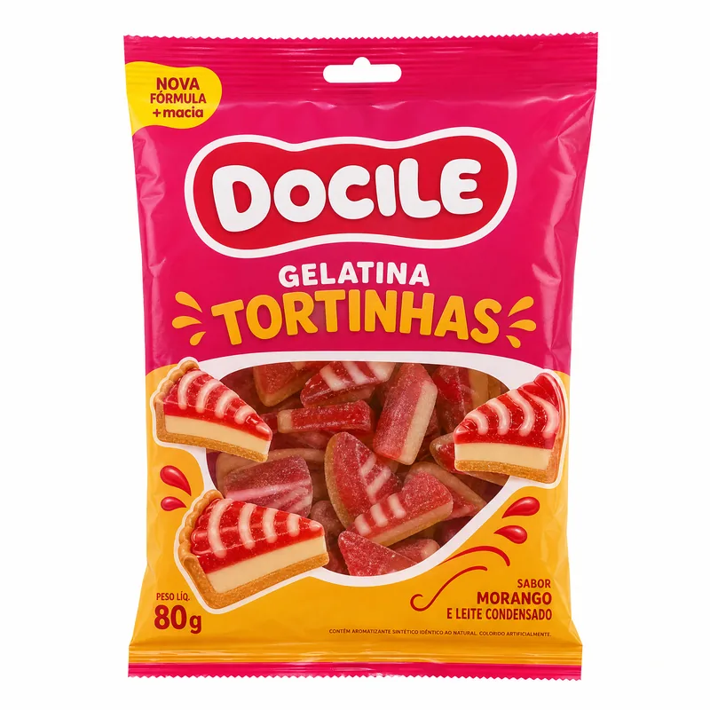 BALA DE GELATINA FORMATO DE FATIAS DE TORTINHAS 80G DOCILE