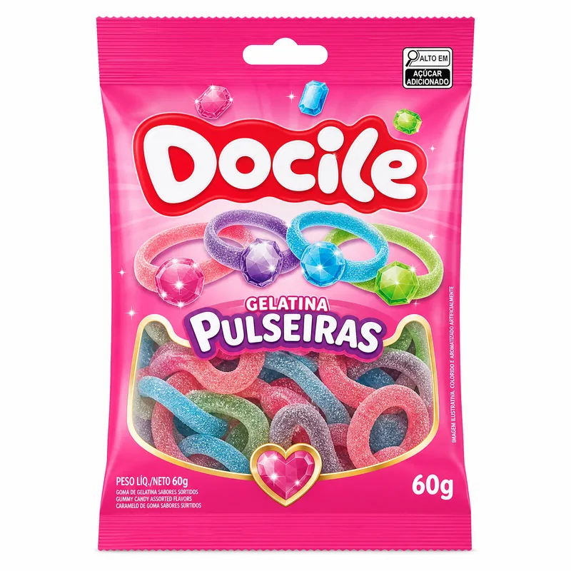 GELATINA FORMATO PULSEIRAS DA SORT 60G DOCILE