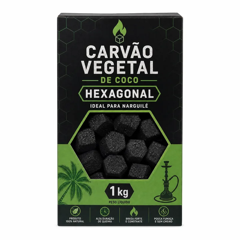 CARVAO VEGETAL COCO BASS EXAGONAL 1KG