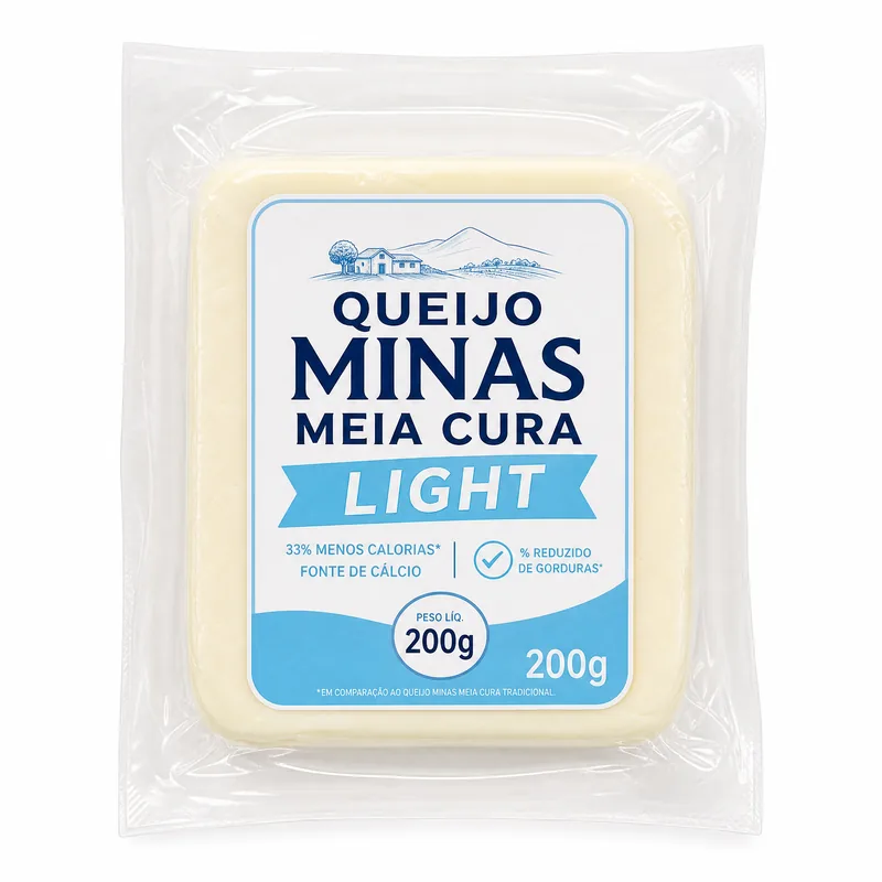 QUEIJO MINAS MEIA CURA LIGHT KIFORMAGGIO FRAC.CUNHA PESO PADRAO 200G