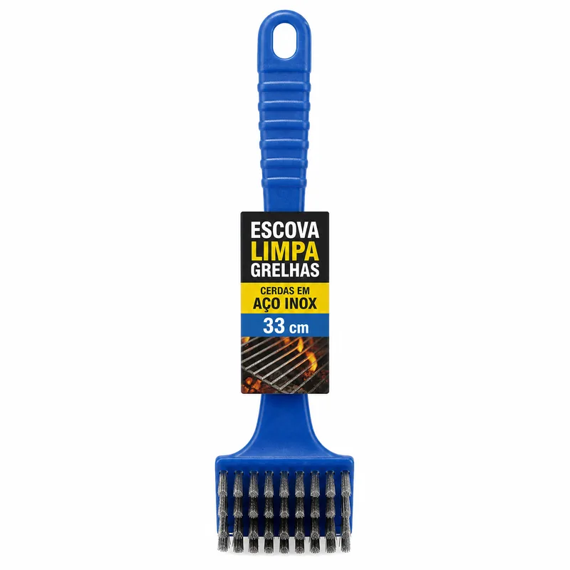 ESCOVA LIMPA GRELHAS EM PP CERDAS EM ACO INOX 33CM