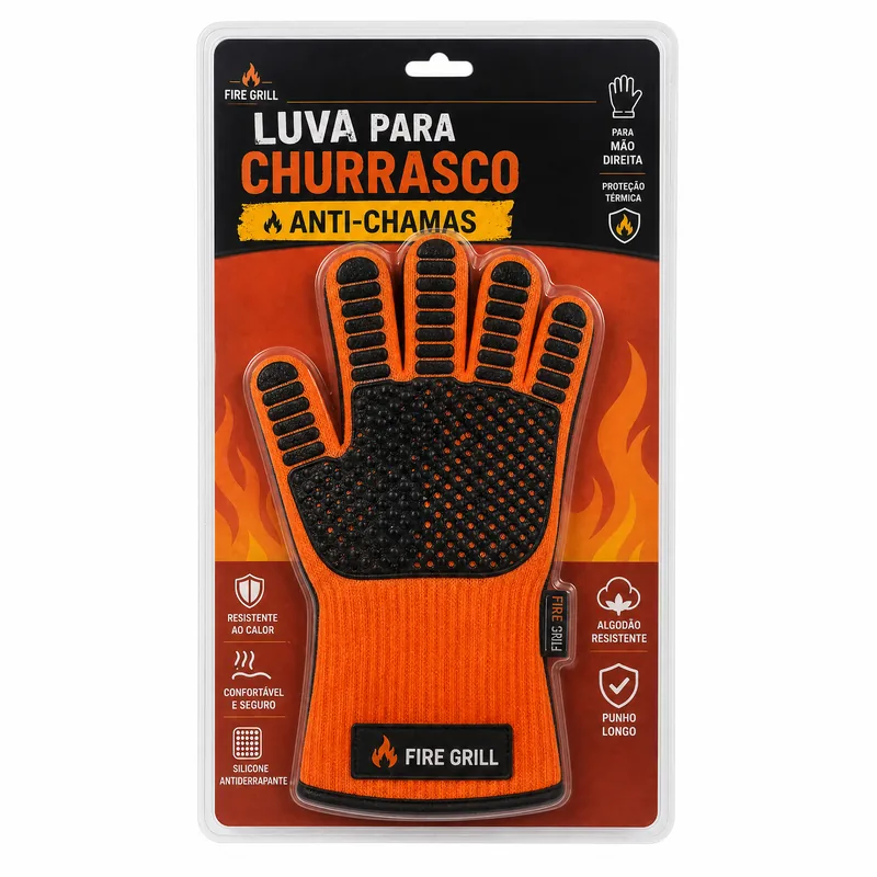 LUVA ANTI-CHAMAS PARA CHURRASCO 360X175MM COTON-SILICONE