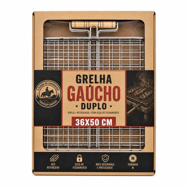 GRELHA GAUCHO DUPLA M 36CM X 50CM