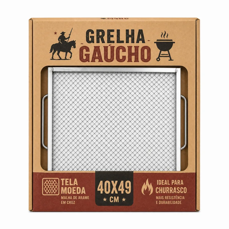 GRELHA GAUCHO TELA MOEDA 40CM X 49CM