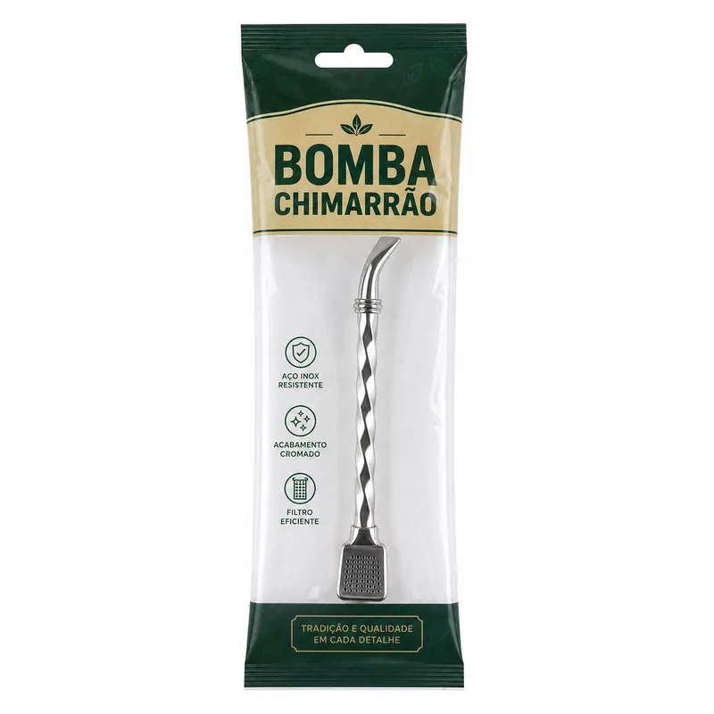 BOMBA INOX QUADRADA TORCIDA CROMADA - BLACK ERVA