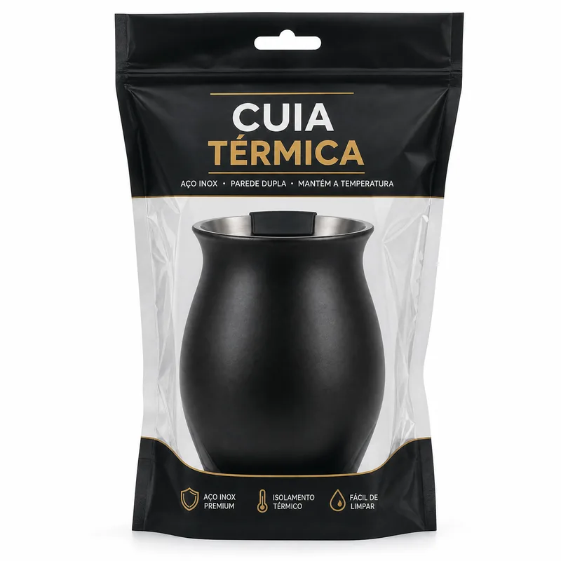 CUIA TERMICA INOX PRETA - BLACK ERVA