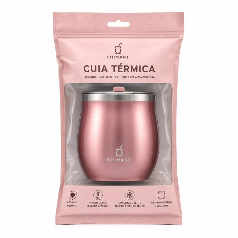 CUIA TERMICA INOX ROSA - BLACK ERVA
