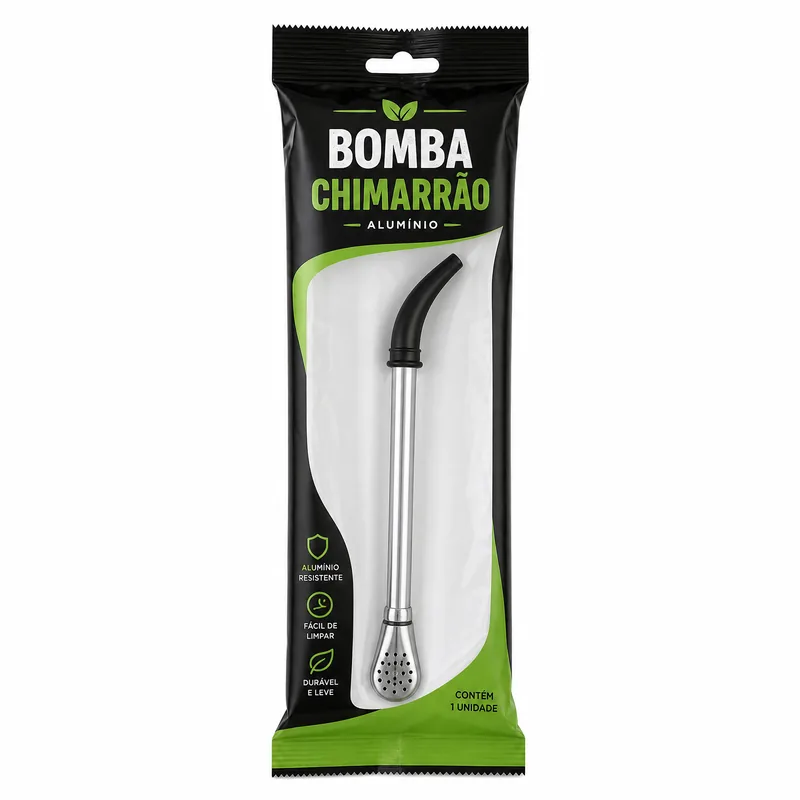 BOMBA ALUMNIO CANUDO PRETA - BLACK ERVA