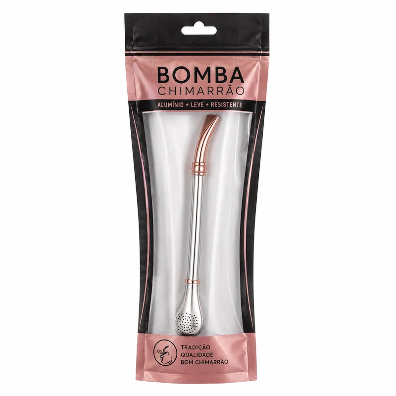 BOMBA ALUMINIO CANUDO ROSE - BLACK ERVA