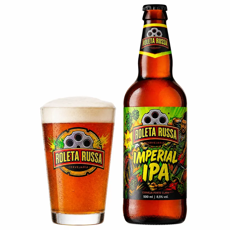 EMBALAGEM KIT ROLETA RUSSA COPO 320 ML + GARRAFA 500ML IMPERIAL IPA KIT