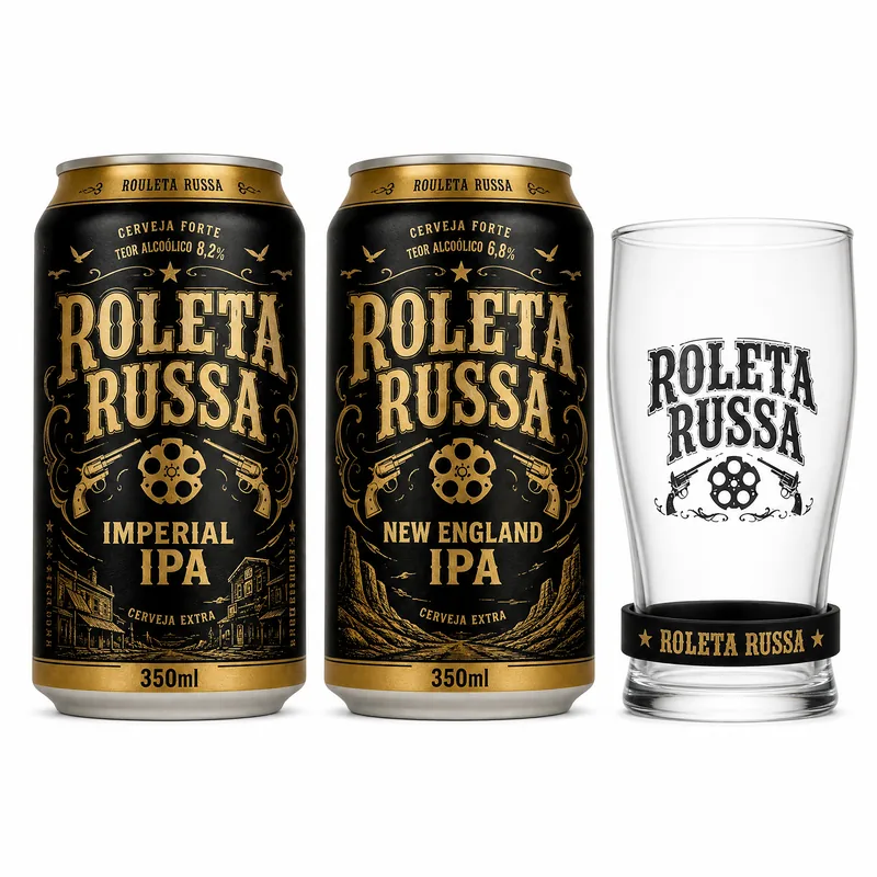 EMBALAGEM KIT ROLETA RUSSA 2 LATAS IMP/NEW + 1 COPO 320 ML COM PULSEIRA KIT